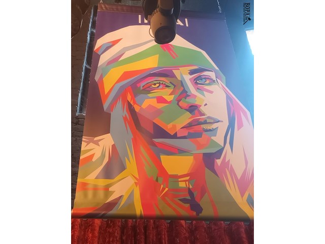 Lot 49 - zeil met afbeelding billie eilish - afbeelding 2 van  3