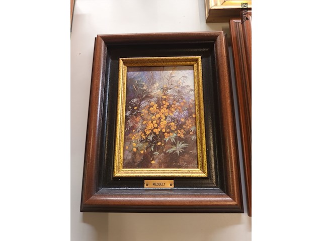 Lot 491 - schilderijen met bloemen. 3 stuks - afbeelding 4 van  4