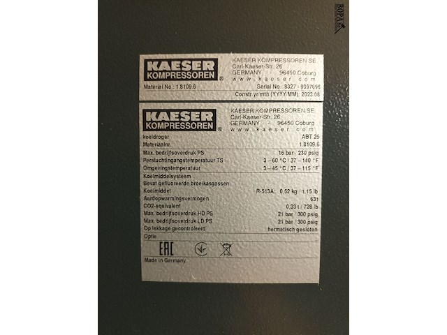 Lot 496 - compressor kaeser - afbeelding 3 van  4