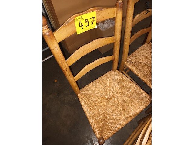 Lot 497 - houten stoelen met rieten zitting. 10 stuks - afbeelding 4 van  4