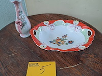 Lot 5 - lot porseleinen fruitschaal - mini vaas met bloemen decorati