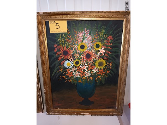 Lot 5 - schilderij bloemen - afbeelding 1 van  4