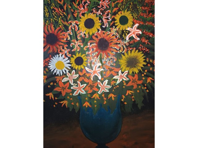 Lot 5 - schilderij bloemen - afbeelding 2 van  4