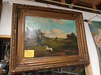 Lot 50 - schilderij jachttafereel - afbeelding 1 van  5