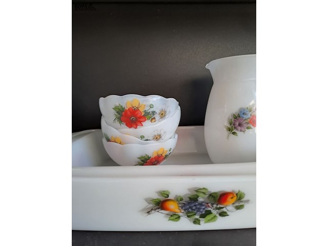 Lot 50 - vintage reeks acropal fruits de france in opaalglas allerlei - afbeelding 3 van  7