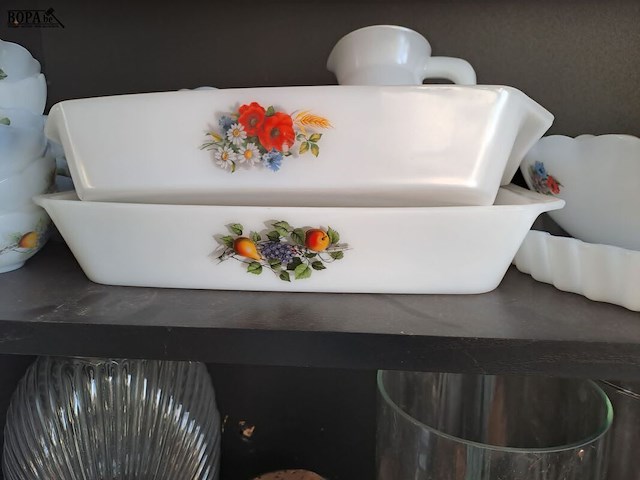 Lot 50 - vintage reeks acropal fruits de france in opaalglas allerlei - afbeelding 5 van  7