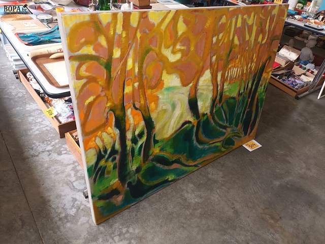 Lot 504 - schilderij bomen michel derouck - afbeelding 1 van  3