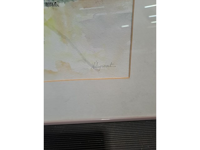 Lot 51 - ingelijst aquarel met bloemenboeket van dupond - afbeelding 3 van  4