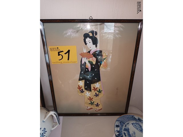 Lot 51 - kader chinese dame - afbeelding 1 van  3