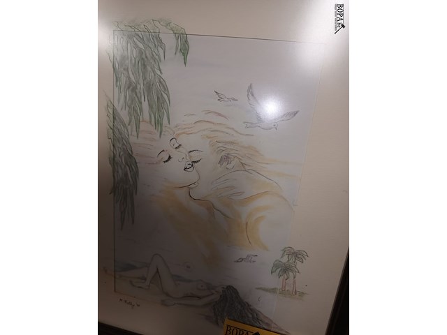 Lot 51 - tekening in kader - afbeelding 2 van  4