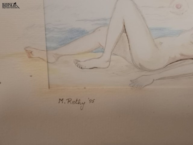 Lot 51 - tekening in kader - afbeelding 4 van  4