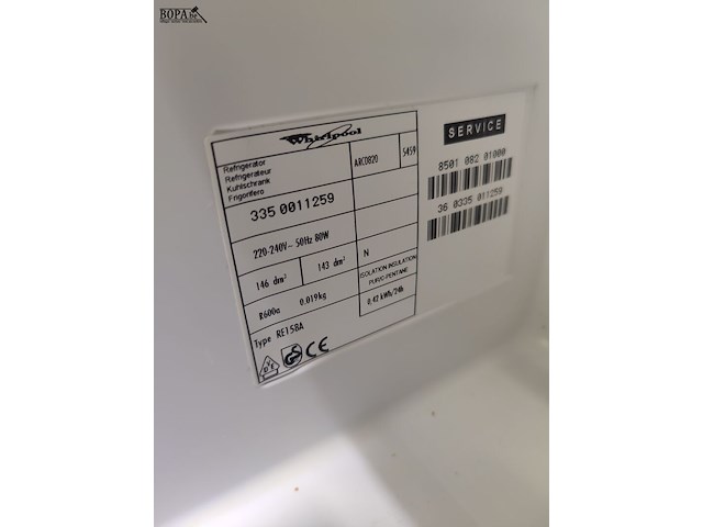 Lot 51 - whirlpool frigokastje - afbeelding 3 van  3