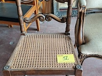 Lot 52 - antieken houten fauteuil met beige stoffen bekleding en bijp - afbeelding 3 van  3