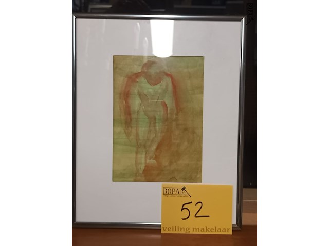 Lot 52 - aquarel in kader - afbeelding 1 van  4