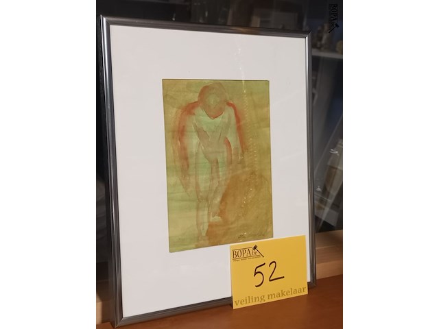 Lot 52 - aquarel in kader - afbeelding 4 van  4