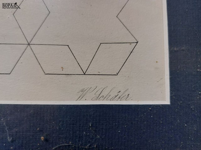 Lot 52 - geometrische kunst getekend, 4 stuks - afbeelding 2 van  8