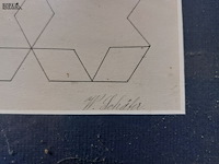 Lot 52 - geometrische kunst getekend, 4 stuks - afbeelding 2 van  8