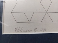 Lot 52 - geometrische kunst getekend, 4 stuks - afbeelding 3 van  8