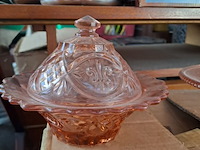 Lot 52 - vintage glazen servies oa. rosaline glas - afbeelding 5 van  6