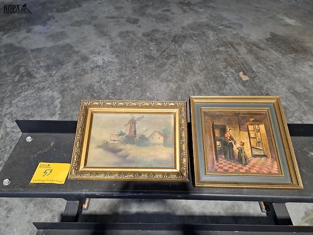 Lot 53 - replica 'dienstbode met kind in kelderkamer' 1660 pieter de - afbeelding 1 van  3