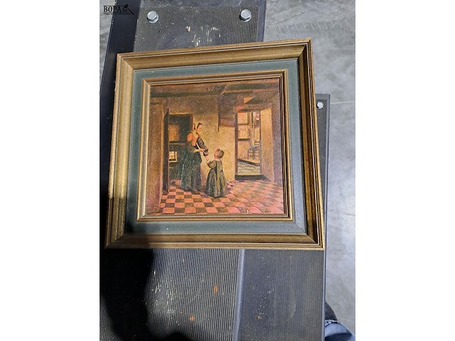 Lot 53 - replica 'dienstbode met kind in kelderkamer' 1660 pieter de - afbeelding 2 van  3