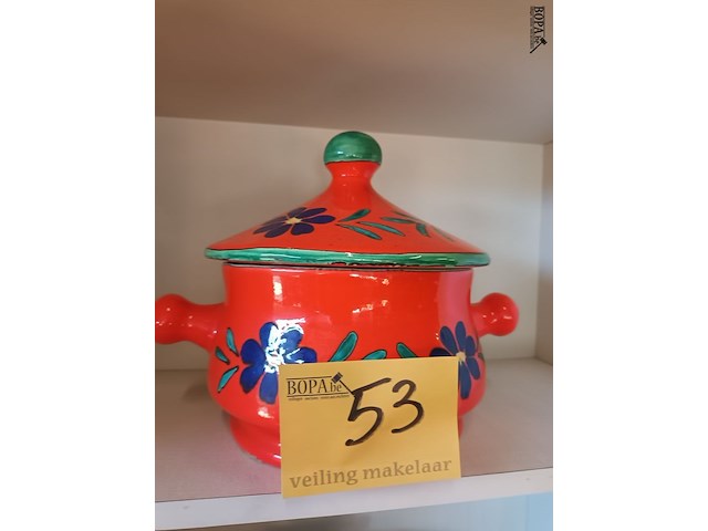 Lot 53 - vintage oranje dekselpot - afbeelding 1 van  4