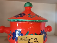 Lot 53 - vintage oranje dekselpot - afbeelding 1 van  4