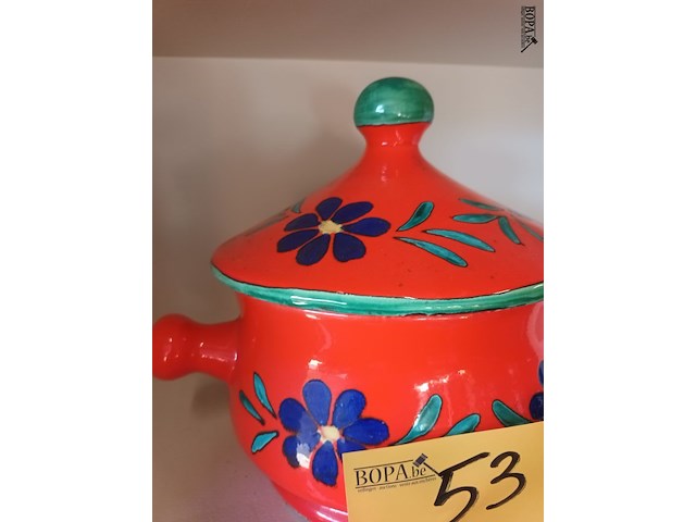Lot 53 - vintage oranje dekselpot - afbeelding 2 van  4