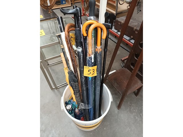 Lot 53 - wandelstokken en paraplu’s. 20 stuks - afbeelding 1 van  4