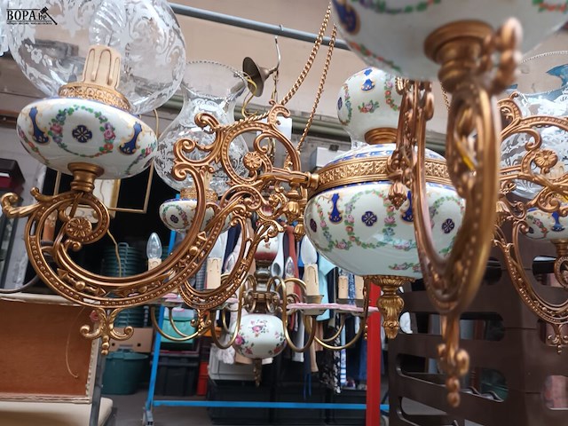 Lot 54 - luster in koper en porselein - afbeelding 4 van  6