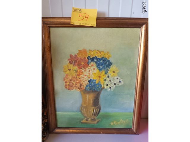 Lot 54 - schilderij bloemen - afbeelding 1 van  4