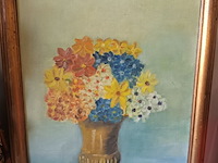 Lot 54 - schilderij bloemen - afbeelding 1 van  4