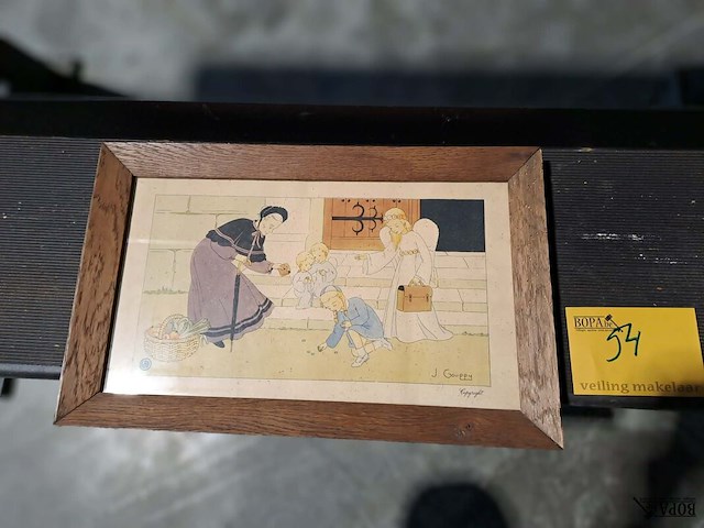 Lot 54 - vintage lithografie van de belgische illustrator jacques gou - afbeelding 1 van  2