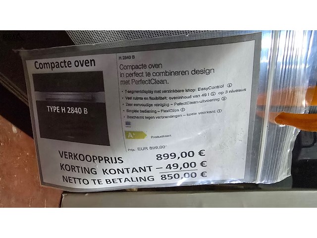 Lot 56 - miele inbouwoven type h 2840 b nieuw - afbeelding 3 van  4
