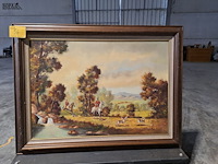 Lot 56 - olieverfschilderij jachttafereel j. rems 120*92 - afbeelding 1 van  5