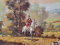 Lot 56 - olieverfschilderij jachttafereel j. rems 120*92 - afbeelding 2 van  5
