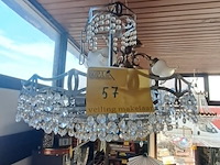 Lot 57 - vintage kroonluchter met kristallen pegels met metalen frame - afbeelding 1 van  4