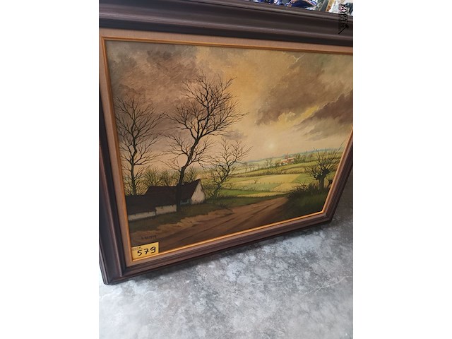 Lot 579 - schilderij landschap a. de man - afbeelding 1 van  5