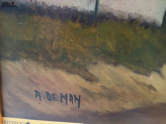 Lot 579 - schilderij landschap a. de man - afbeelding 4 van  5