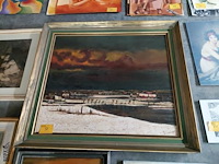 Lot 58 - olieverfschilderij 'winterlandschap' verbrugge - 134*120 - afbeelding 1 van  4