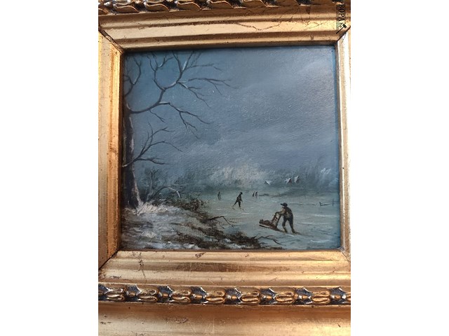 Lot 58 - schilderij sneeuwlandschap - afbeelding 2 van  6