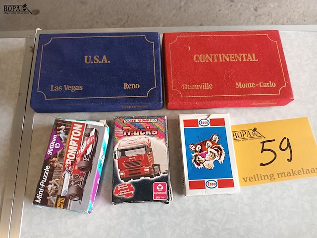 Lot 59 - speelkaarten. 5 stuks - afbeelding 1 van  4