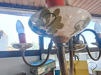 Lot 59 - vintage kroonluchters vlaamse stijl met poselein - bloemenmo - afbeelding 3 van  5