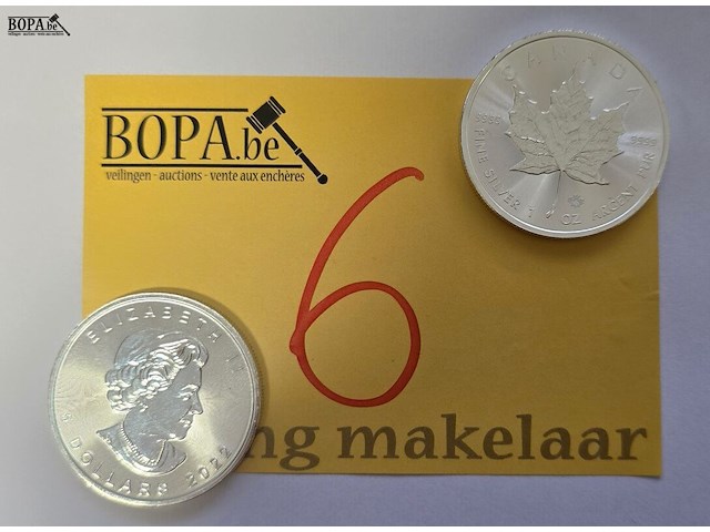 Lot 6 - canada silver maple leaf 2022 – 2 x 5 dollars - afbeelding 1 van  3