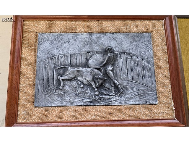 Lot 6 - ingelijste kaders gemaakt uit tin 2 stuks - afbeelding 2 van  3