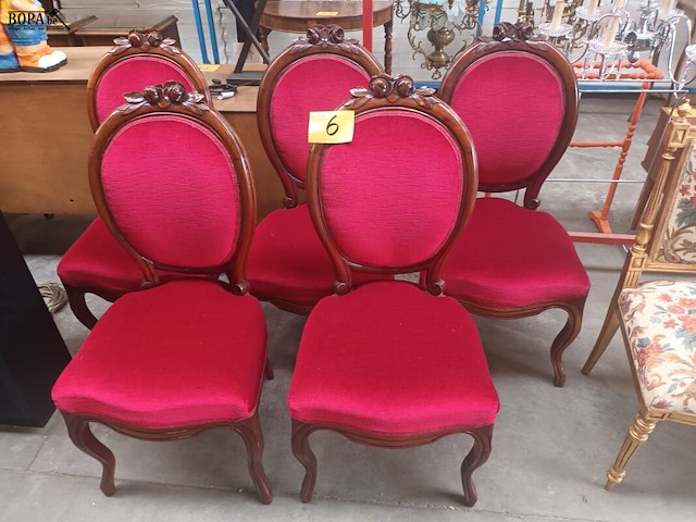 Lot 6 - set antieke stoelen. 5 stuks - afbeelding 1 van  4