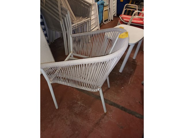 Lot 6 - stoel geweven touw beige. 6 stuks - afbeelding 3 van  4
