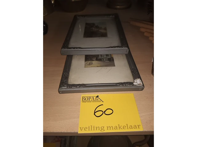 Lot 60 - etsen in kader. 2 stuks - afbeelding 1 van  5