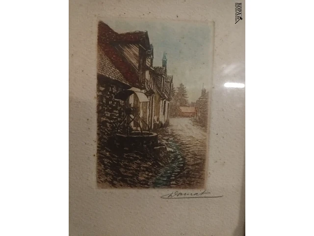 Lot 60 - etsen in kader. 2 stuks - afbeelding 3 van  5