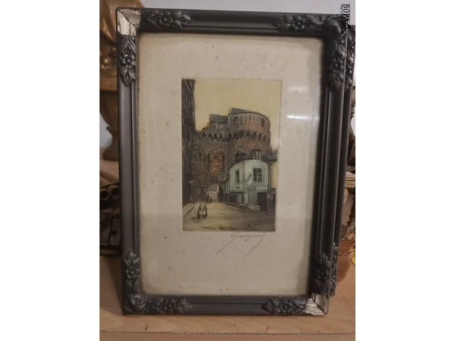 Lot 60 - etsen in kader. 2 stuks - afbeelding 4 van  5